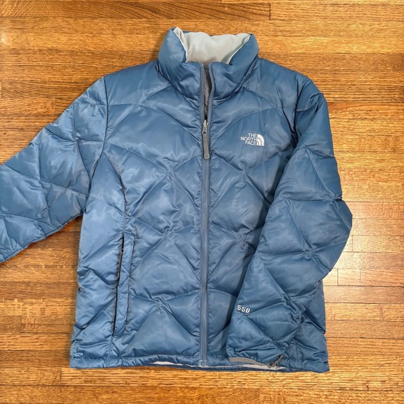 The North Face Down Puffer Jacket Womens XL Blue 550 Fill Power Insulated - Picture 1 of 15